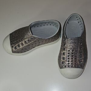 Native Shoes Silver and White Sneakers with Modern Style